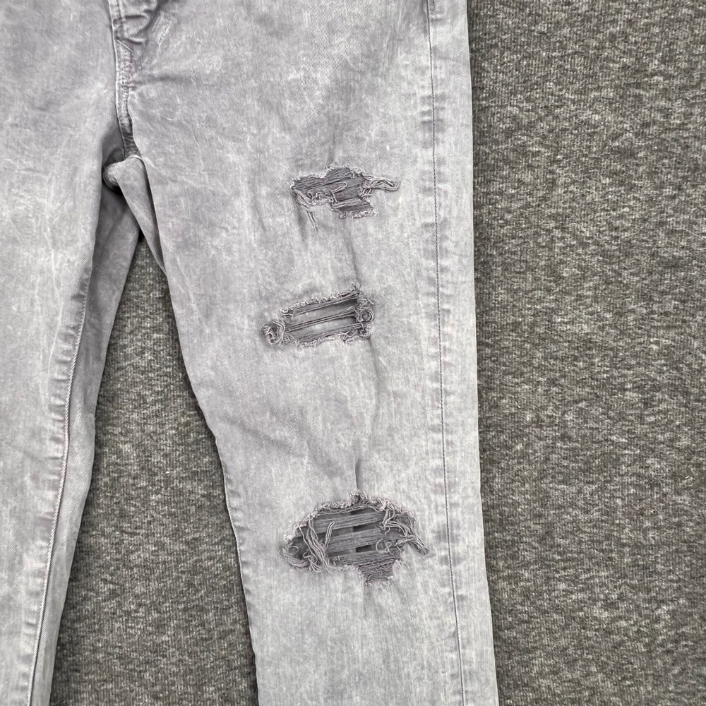 American Eagle Airflex+ Skinny Jeans Mens Grey Distressed Acid Wash Denim 33 - Picture 4 of 11